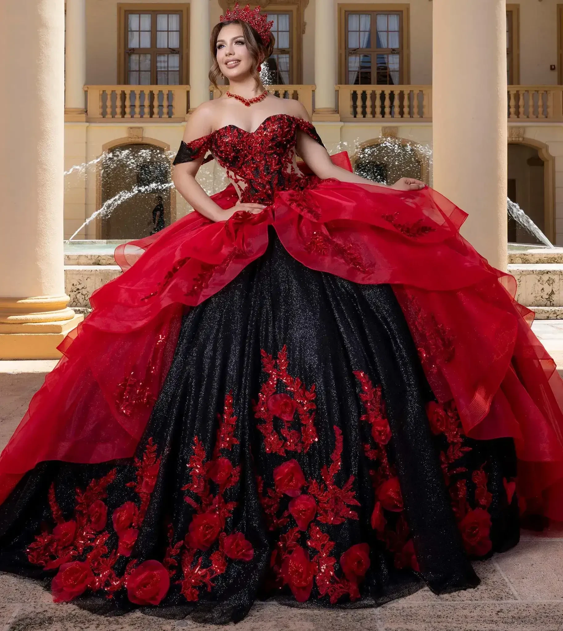 Model wearing a quince light green gown